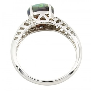 9ct white gold Opal / Diamond Ring size N